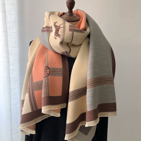 Color Blocking And Matching Cashmere Scarves For Women - ROUTINE FASHION